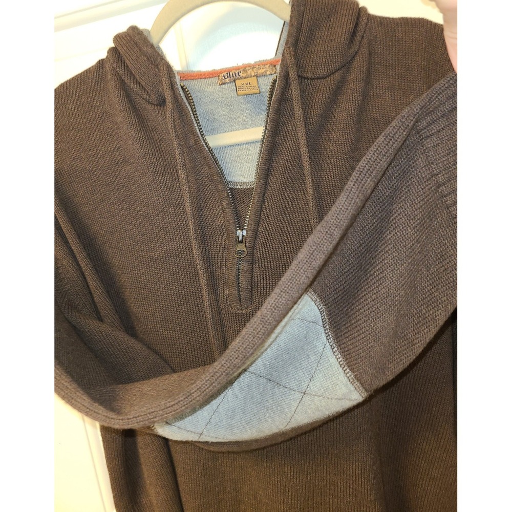 1/4 Zip Pullover Sweatshirt Men's Large Brown with Elbow Patches XXL